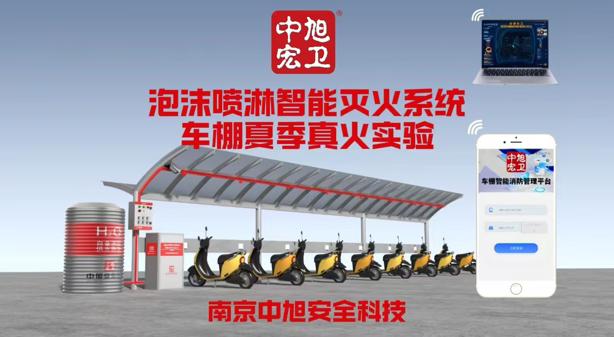 中旭宏卫车棚泡沫灭火系统实验